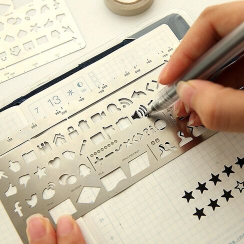 Fascola 1PC New Stainless Steel Stencil Hollow Ruler Web Interface UI Design Paper Prototype Accessory Stationery Bookmark Creative Gift in Kuwait