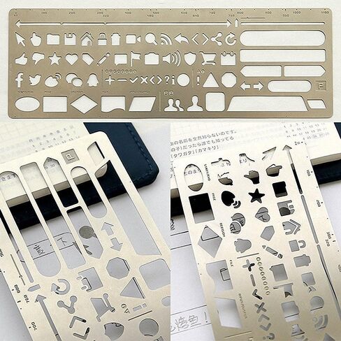 Fascola 1PC New Stainless Steel Stencil Hollow Ruler Web Interface UI Design Paper Prototype Accessory Stationery Bookmark Creative Gift in Kuwait