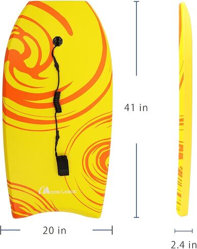 MOON LENCE Body Board for Beach with EPS Core & Wrist Leash 33/37/41" Body Board with Slick Bottom Surfing for Kids Teens and Adults(1 PC) in Kuwait