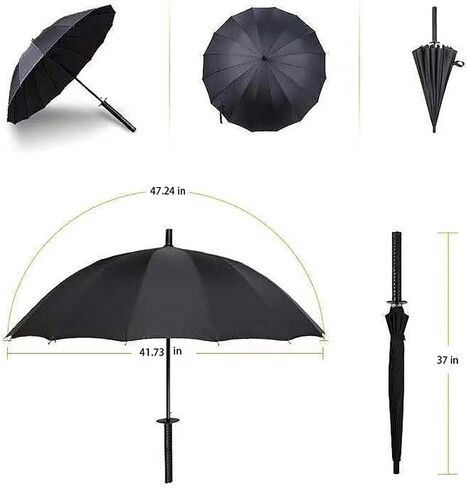 wwcai Samurai Umbrella Novel Umbrella Semi-Automatic Samurai Windproof Rainproof Outdoor Umbrella.Sunshade Black Umbrella,Creative Gift in Saudi Arabia