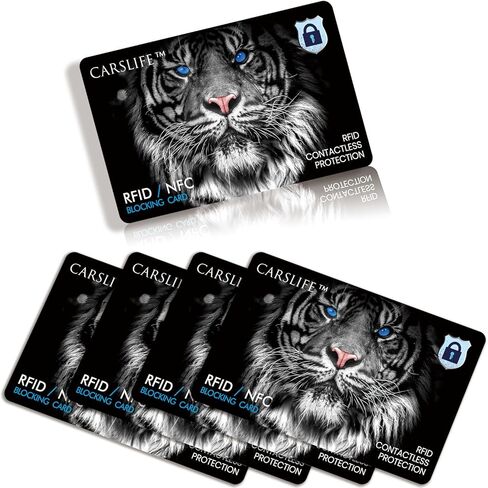CARSLIFE RFID Blocking Card 5 Pack Contactless NFC Bank Debit Credit Card حامي مانع للمحفظة بأكملها ودرع المحفظة للرجال والنساء تصميم النمر in Kuwait