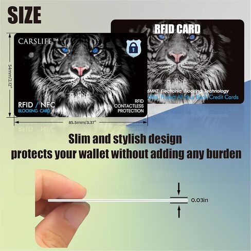 CARSLIFE RFID Blocking Card 5 Pack Contactless NFC Bank Debit Credit Card حامي مانع للمحفظة بأكملها ودرع المحفظة للرجال والنساء تصميم النمر in Kuwait