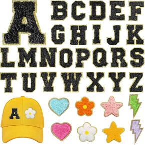 MEEZY 34Pcs A-Z Chenille Letters, Glitter Self-Adhesive Iron on Letters Chenille Patches with Colorful Cute Chenille Embroidered Patches for Clothing Jackets Hat (Green) in Kuwait