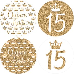 Quinceanera Party Favor Labels, White and Gold - 180 Stickers in Kuwait