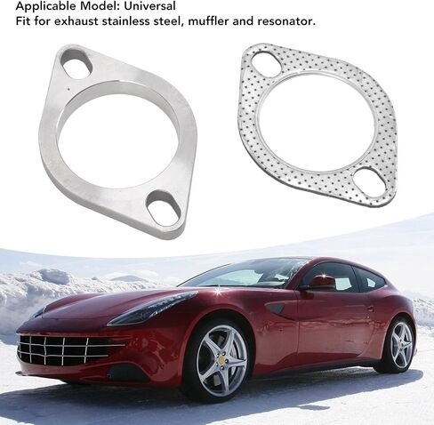 Keenso 1Pair 2 2.5in Flange Connection Kit, Stainless Steel Flange Gasket Fit for Downpipe Catback Headers in Kuwait