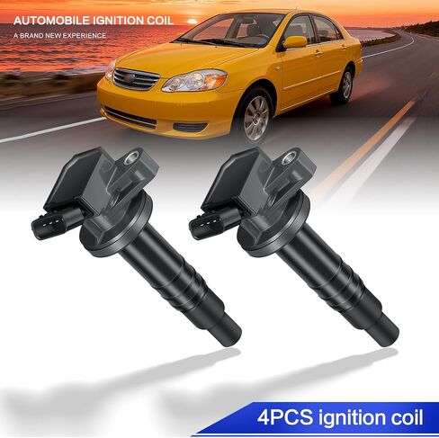 4 عبوات من ملفات الإشعال UF247 ومجموعة شمعات الإشعال لسيارة Toyota 1999-2008 Corolla Celica MR2 Spyder Matrix، Pontiac 2003-2008 Vibe L4 1.8L، Chevy 1999-2002 Prizm L4 1.8L OE: UF315 C1249 5C1074 E864 in Saudi Arabia