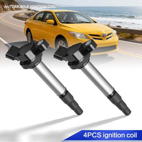 4 عبوات من ملفات الإشعال UF247 ومجموعة شمعات الإشعال لسيارة Toyota 1999-2008 Corolla Celica MR2 Spyder Matrix، Pontiac 2003-2008 Vibe L4 1.8L، Chevy 1999-2002 Prizm L4 1.8L OE: UF315 C1249 5C1074 E864 in Kuwait
