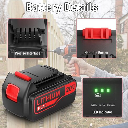 7.5Ah Replacement for Black and Decker 20V Lithium Battery Compatible for Black Decker 20V Battery LBXR20 LBX20 LB20 LB2X4020-OPE LBXR20B-2 LST300 LST220 2Packs in Kuwait