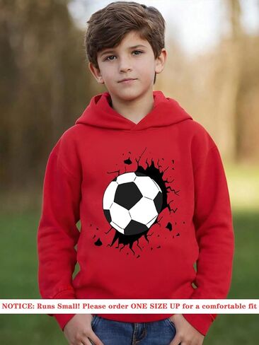 NEW 8-14Y Boys Soccer Hoodie Graphic Pullover Sweatshirt for Sports Fans in Saudi Arabia