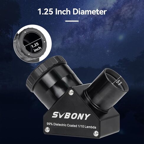 SVBONY SV223 مرآة قطرية 90 درجة، طلاء عازل عاكس بنسبة 99% صورة نجمة قطرية 2 بوصة مع محول 1.25 بوصة، محول قطري للتلسكوب الفلكي in Kuwait