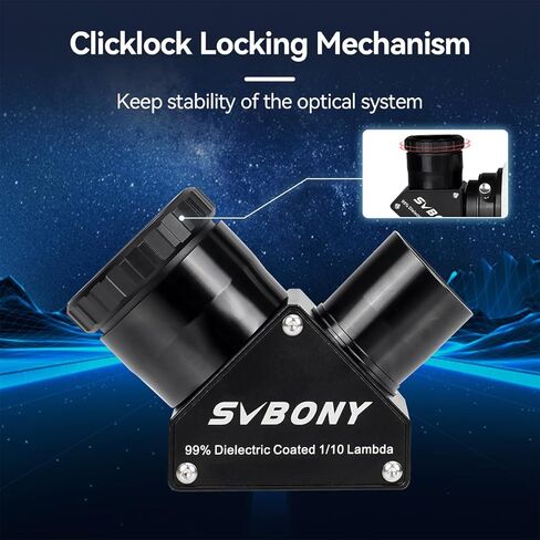 SVBONY SV223 مرآة قطرية 90 درجة، طلاء عازل عاكس بنسبة 99% صورة نجمة قطرية 2 بوصة مع محول 1.25 بوصة، محول قطري للتلسكوب الفلكي in Kuwait