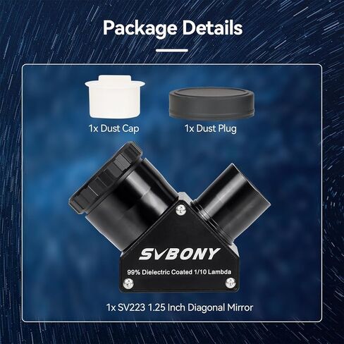 SVBONY SV223 مرآة قطرية 90 درجة، طلاء عازل عاكس بنسبة 99% صورة نجمة قطرية 2 بوصة مع محول 1.25 بوصة، محول قطري للتلسكوب الفلكي in Kuwait