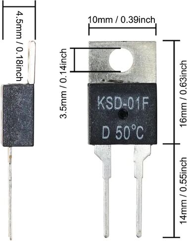 KSD-01F Thermal Switch Temperature Sensor, 1.5A NC/NO, 50°C Thermostat Switch, Electronic Protection Component for Household Appliances (85C Normally Closed D) in Saudi Arabia