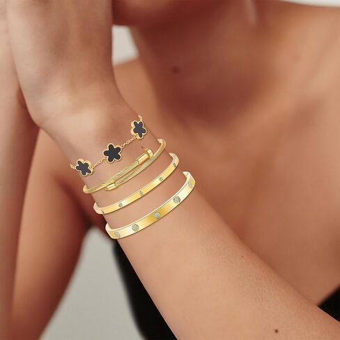 18 ألف ذهبية مطلية بتكديس الأزهار الزهرية للنساء- مجموعة حب الأظافر من الفولاذ المقاوم للصدأ ، هدية مجوهرات عصرية لعيد الحب ، عيد الأم ، يوم المرأة in Kuwait