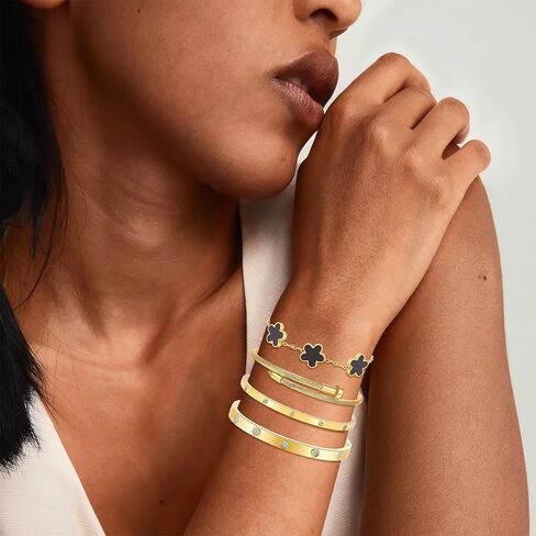 18 ألف ذهبية مطلية بتكديس الأزهار الزهرية للنساء- مجموعة حب الأظافر من الفولاذ المقاوم للصدأ ، هدية مجوهرات عصرية لعيد الحب ، عيد الأم ، يوم المرأة in Kuwait