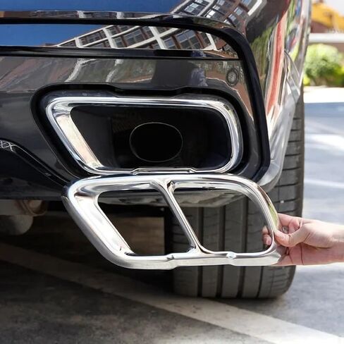 Fit For X5 X7 G05 G07 2019-2024 Stainless Steel Silver/Black Car Tail Pipes Exhaust Pipe Muffler Cover Stickers Car Accessories (Black1) in Saudi Arabia