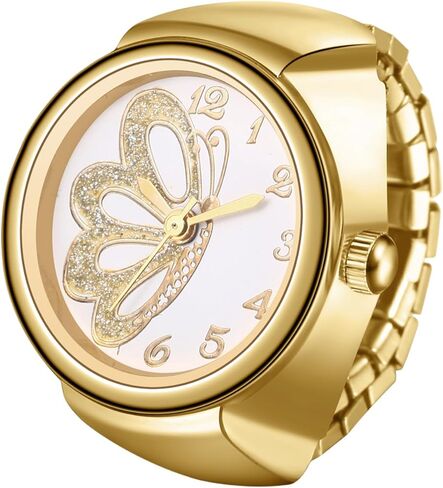 Lancardo Vintage Elastic Finger Watch: Rhinestone Quartz Bling Gold Silver Tone Ring Watch for Women Men Valentines Day in Saudi Arabia