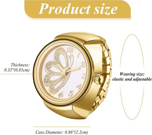 Lancardo Vintage Elastic Finger Watch: Rhinestone Quartz Bling Gold Silver Tone Ring Watch for Women Men Valentines Day in Saudi Arabia