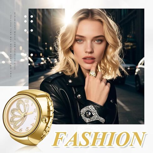 Lancardo Vintage Elastic Finger Watch: Rhinestone Quartz Bling Gold Silver Tone Ring Watch for Women Men Valentines Day in Saudi Arabia