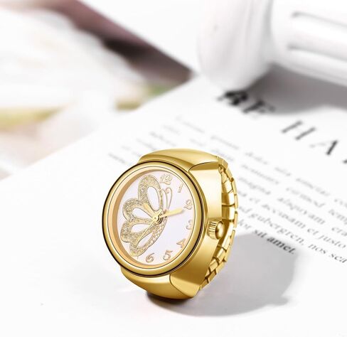 Lancardo Vintage Elastic Finger Watch: Rhinestone Quartz Bling Gold Silver Tone Ring Watch for Women Men Valentines Day in Saudi Arabia