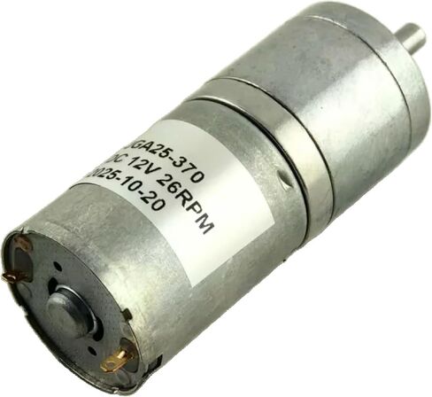 محرك تروس JGA25-370 DC، محرك صغير 6 فولت/12 فولت/24 فولت، مصمم بدقة عالية عزم الدوران، هيكل معدني فضي، تصميم مدمج مع تشغيل هادئ (1360 دورة في الدقيقة 24 فولت) in Saudi Arabia