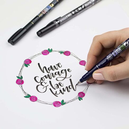 Tombow 82038 Fudenosuke Brush Pen, Soft and Hard Tip Fudenosuke Brush Pen for Calligraphy and Art Drawings in Saudi Arabia