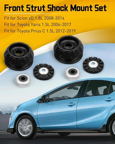 Front Strut Shock Mount Set with Bearing Fit For Scion xD 1.8L 2008-2014, Fit For Toyota Yaris 1.5L 2006-2017, Fit For Toyota Prius C 1.5L 2012-2019 Replace 48609-52100 48609 52100 4860952100, 2Pcs in Saudi Arabia