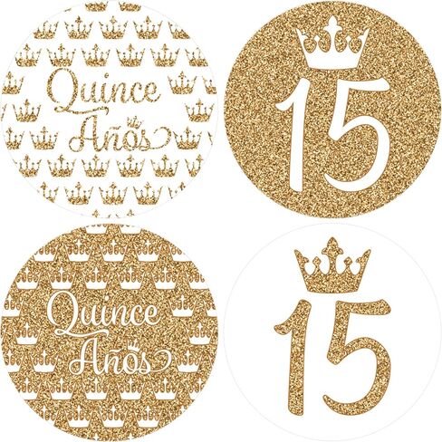 Quinceanera Party Favor Labels, White and Gold - 180 Stickers in Kuwait