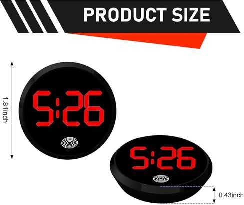 Car Digital Clock, Round Touch Screen Display LED Luminous Number Watch, Drop Resistant Waterproof Alloy Clock, Universal Self-Adhesive Decorative Interior for Most Cars Dashboard (Red) in Saudi Arabia