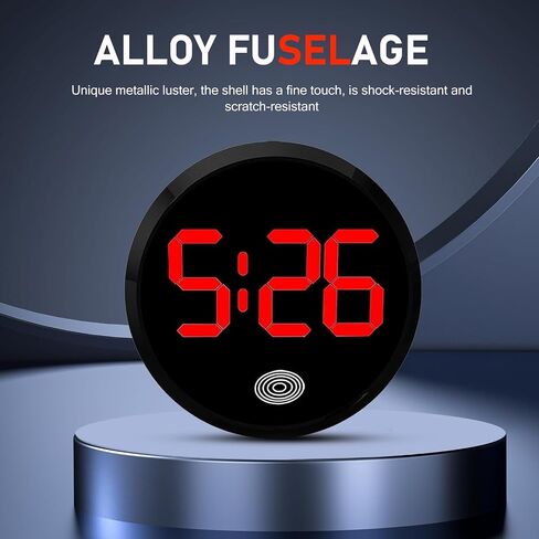 Car Digital Clock, Round Touch Screen Display LED Luminous Number Watch, Drop Resistant Waterproof Alloy Clock, Universal Self-Adhesive Decorative Interior for Most Cars Dashboard (Red) in Saudi Arabia