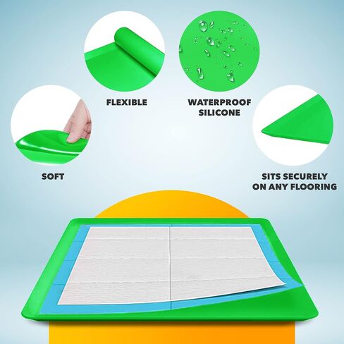 Skywin Dog Puppy Pad Holder Tray - 2 Pack for 24x24 Inches Training Pads - Silicone Wee Wee Pad Holder, No Spill Pee Pad Holder for Dogs, Easy to Clean and Store (Grey) in Saudi Arabia