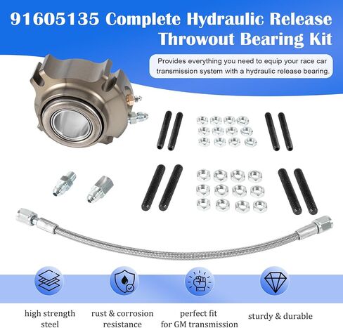 مناسب لمجموعة محامل الإصدار الهيدروليكي من Chevy Clutch 91605135 مع خرطوم مبطن بالتفلون، متوافق مع ناقل الحركة اليدوي 3 و4 سرعات لسيارة شيفروليه وBOP وGMC in Saudi Arabia