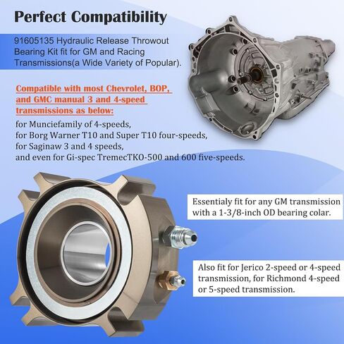 مناسب لمجموعة محامل الإصدار الهيدروليكي من Chevy Clutch 91605135 مع خرطوم مبطن بالتفلون، متوافق مع ناقل الحركة اليدوي 3 و4 سرعات لسيارة شيفروليه وBOP وGMC in Saudi Arabia