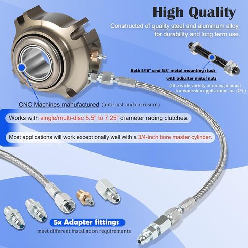مناسب لمجموعة محامل الإصدار الهيدروليكي من Chevy Clutch 91605135 مع خرطوم مبطن بالتفلون، متوافق مع ناقل الحركة اليدوي 3 و4 سرعات لسيارة شيفروليه وBOP وGMC in Saudi Arabia