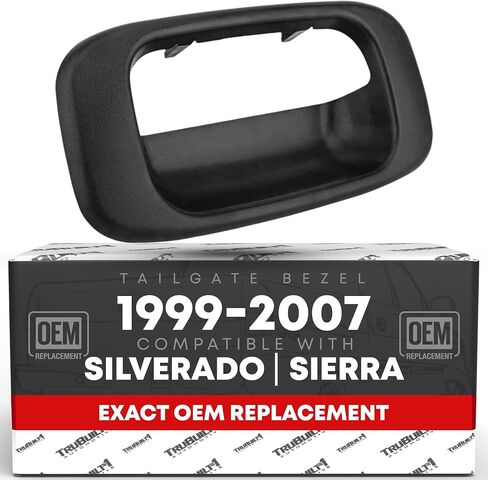 Tailgate Handle Bezel Trim - Compatible with 1999-2007 Chevrolet Silverado 1500, Silverado 2500, 01-07 Silverado 3500; 99-07 GMC Sierra 1500, Sierra 2500, 01-07 Sierra 3500 - Black - OEM 15228539 in Saudi Arabia