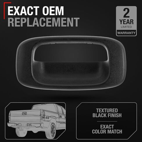 Tailgate Handle Bezel Trim - Compatible with 1999-2007 Chevrolet Silverado 1500, Silverado 2500, 01-07 Silverado 3500; 99-07 GMC Sierra 1500, Sierra 2500, 01-07 Sierra 3500 - Black - OEM 15228539 in Saudi Arabia