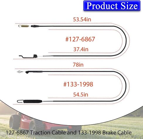 127-6867 Traction Cable and 133-1998 Brake Cable Replacement for Toro 30" TimeMaster Models 20199, 20200, 20975, 20976, 20977, 20978, 21199, 21199HD, 21200, 21810, 21811 Lawn Mower Parts in Saudi Arabia