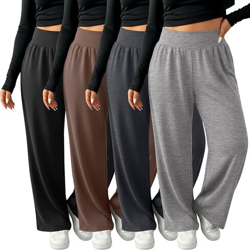 4 حزمة نساء زائد سروال عريض الساق عالية الخصر زعن in Kuwait