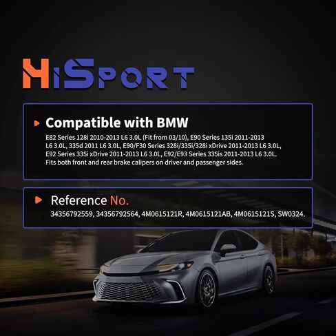 أجهزة استشعار ارتداء وسادة الفرامل الأمامية والخلفية من HiSport 34356792559 و34356792564 متوافقة مع BMW 328i 328i xDrive 335i 335i xDrive 335is 135i 2011-2013، 335d 2011، 128i 2010-2013 in Kuwait