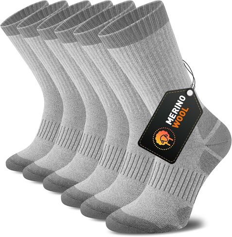 Merino Wool Hiking Crew Socks for Men & Women, Thick Thermal Cushioned Winter Socks, Moisture-Wicking, 3 Pairs in Saudi Arabia