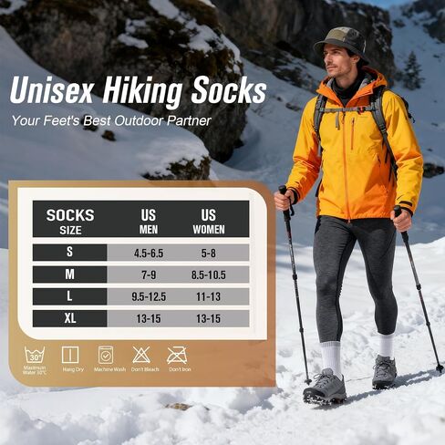 Merino Wool Hiking Crew Socks for Men & Women, Thick Thermal Cushioned Winter Socks, Moisture-Wicking, 3 Pairs in Saudi Arabia