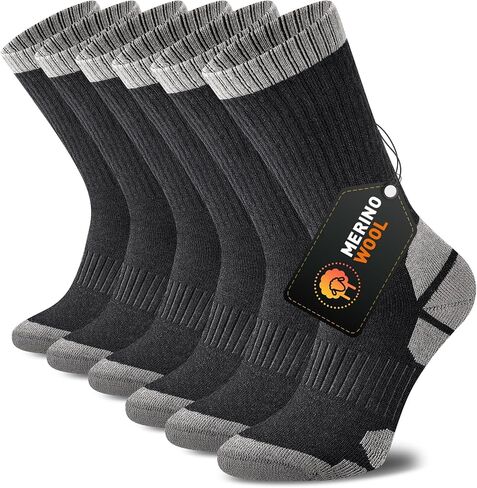 Niorasen Merino Wool Hiking Crew Socks for Men & Women, Thick Cushioned Anti-Blister, Moisture-Wicking, Seamless, 3/5 Pairs in Kuwait