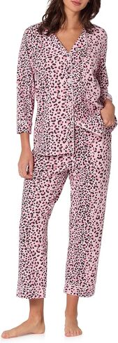 Bed Head PJs Womens 3/4 Sleeve Notch Collar & Cropped Pants Sleepwear Pajama Set, Organic Cotton in Saudi Arabia