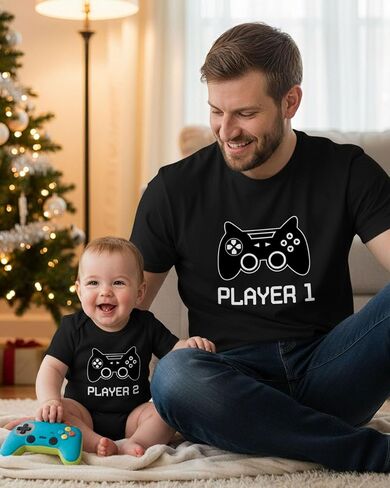 Tstars Gamer أبي وابنه قمصان متطابقة، ملابس يوم الآباء، لاعب 1 و2، أبي وأنا in Saudi Arabia