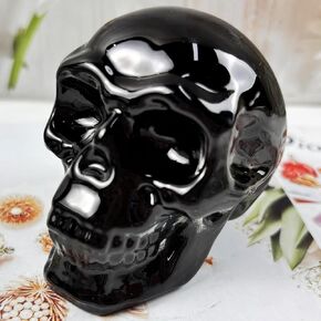 FZBHRO Crystal Skull Head Statues Clear Skull Figurines K9 Glass Skull Gemstone Halloween Decor Gifts for Women Plating Blue Purple 2.8" in Kuwait