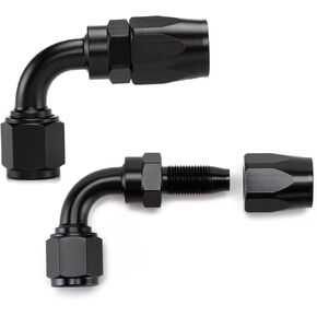 وصلة نهاية خرطوم دوارة 6AN لخط غاز زيت الوقود المضفر CPE، نهاية خرطوم 6 AN تركيبات من الألومنيوم - 90 درجة (قطعتان) in Kuwait