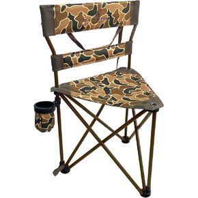 Black Sierra HD Tri-Hunt with Back Hunting Stool, Foldable Tripod Seat w/Steel Frame Supports 300 Lbs, Heavy Duty Fishing Chair Features Cup-Holder & Carry Shoulder Strap, for Camping in Saudi Arabia