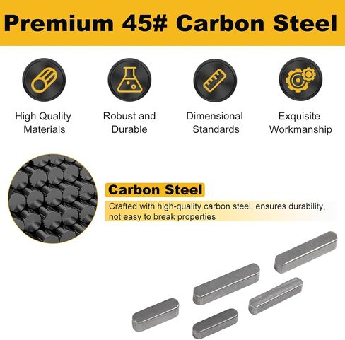 210Pcs Round Ended Feather Key, 15 Size Parallel Drive Shaft Keys Set, Metirc, Carbon Steel, Black, Keyway Shaft Crank Keys Woodruff Key for Flywheel Key Pulley Fasteners in Saudi Arabia