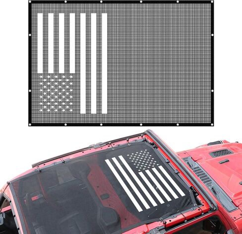 Sun Shade Bikini Top لجيب Wrangler JK & JKU 4-Door 2007-2018 ، حماية الأشعة فوق البنفسجية ودرع الحرارة ، الغطاء السوداء للرياح والضوضاء (العلم الأمريكي) in Saudi Arabia