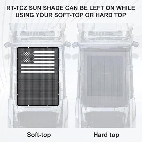 Sun Shade Bikini Top لجيب Wrangler JK & JKU 4-Door 2007-2018 ، حماية الأشعة فوق البنفسجية ودرع الحرارة ، الغطاء السوداء للرياح والضوضاء (العلم الأمريكي) in Saudi Arabia